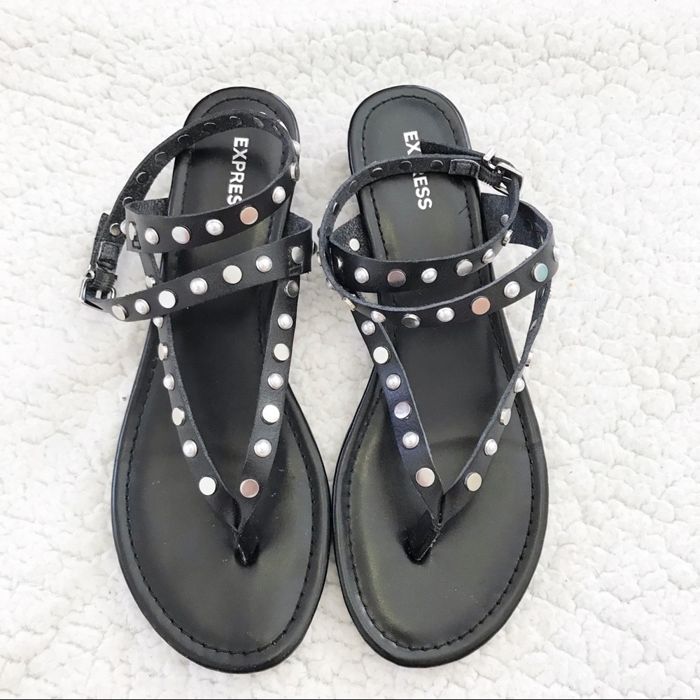 Express black studded wedges